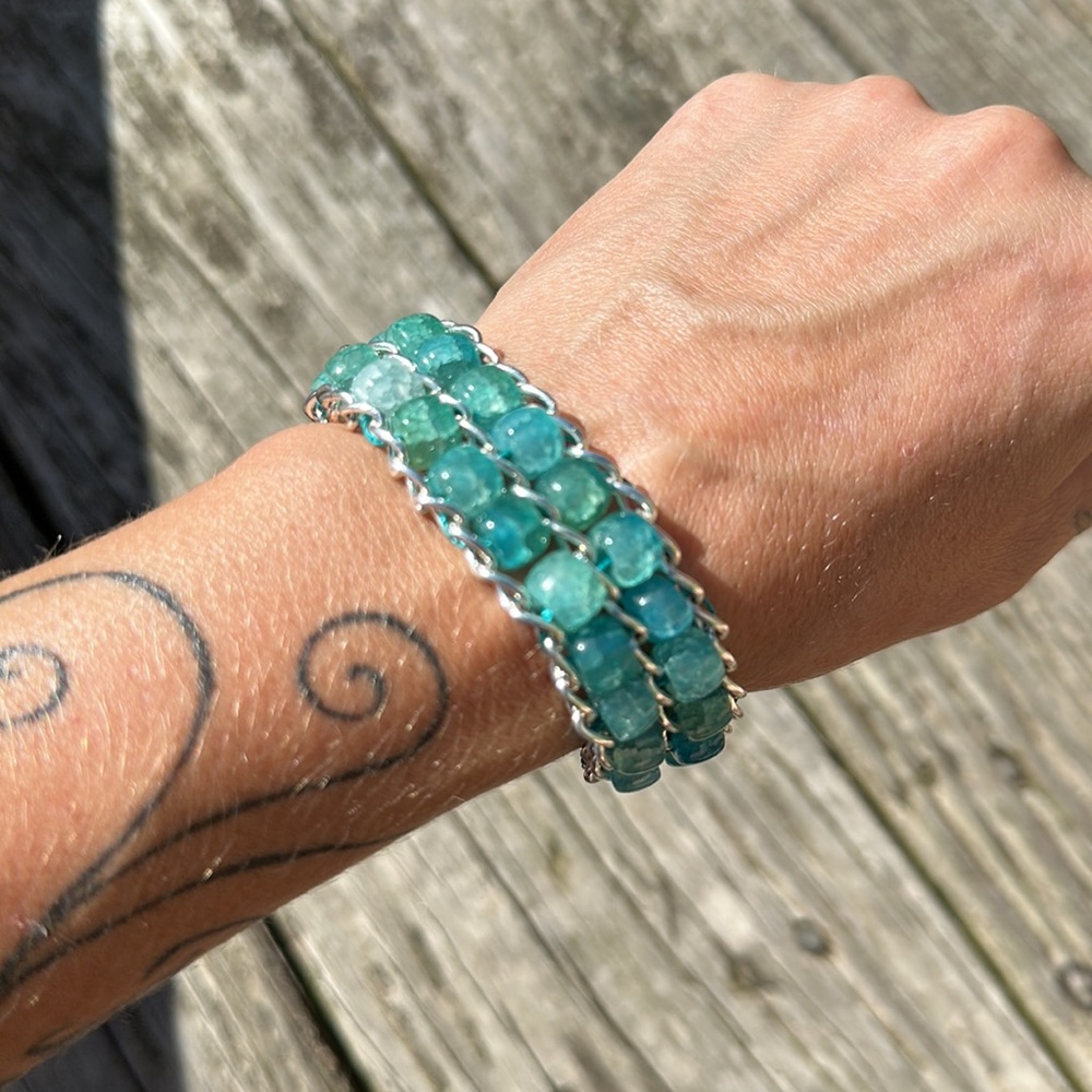 Blue apatite chain bracelet - Picture 1 of 6